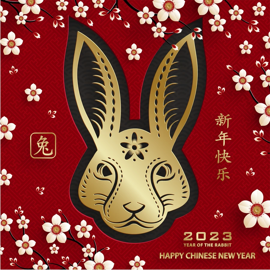 2023兔年中国风新年春节剪纸风节日宣传插画海报背景展板AI素材【098】